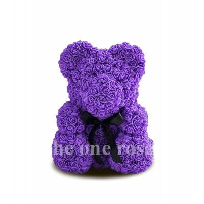 Мишка из фиолетовых роз 40 см